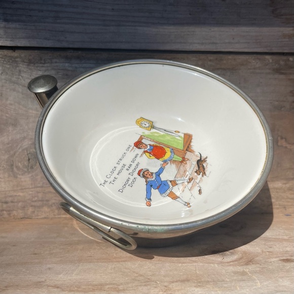 40's Warming Dish Porcelain Ceramic Baby / Childs Bowl - Picture 11 of 13